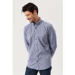ALTINYILDIZ CLASSICS Erkek Lacivert Slim Fit Dar Kesim Düğmeli Yaka Desenli Gömlek