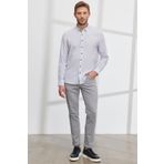 ALTINYILDIZ CLASSICS Erkek Lacivert Slim Fit Dar Kesim Gizli Düğme Yaka%100 Pamuk Baskılı Gömlek