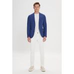 ALTINYILDIZ CLASSICS Erkek Lacivert Slim Fit Dar Kesim Kırlangıç Yaka Desenli Blazer Ceket - 46-6N