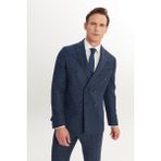 ALTINYILDIZ CLASSICS Erkek Lacivert Slim Fit Dar Kesim Kırlangıç Yaka Desenli Takım Elbise - 48 - 6 Drop
