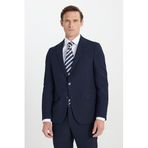 ALTINYILDIZ CLASSICS Erkek Lacivert Slim Fit Dar Kesim Kırlangıç Yaka Gofre Desenli Takım Elbise
