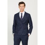 ALTINYILDIZ CLASSICS Erkek Lacivert Slim Fit Dar Kesim Kırlangıç Yaka Tweet Desenli Yünlü Kruvaze Takım Elbise,46-6 Drop