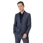 ALTINYILDIZ CLASSICS Erkek Lacivert Slim Fit Dar Kesim Mono Yaka Armürlü Takım Elbise, Lacivert, 44-6 Drop
