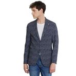 ALTINYILDIZ CLASSICS Erkek Lacivert Slim Fit Dar Kesim Mono Yaka Kazayağı Desenli Blazer Ceket, Lacivert, 46-6 Drop