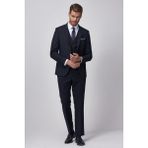 ALTINYILDIZ CLASSICS Erkek Lacivert Slim Fit Dar Kesim Mono Yaka Yelekli Yünlü Su ve Leke Tutmayan Nano Takım Elbise - 46 - 6 Drop