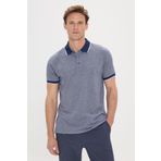 ALTINYILDIZ CLASSICS Erkek Lacivert Slim Fit Dar Kesim Polo Yaka Jakarlı Tişört