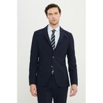 ALTINYILDIZ CLASSICS Erkek Lacivert Slim Fit Mono Yaka Gofre Desenli Torba Cepli Takım Elbise