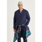 Altınyıldız Classics Erkek Lacivert Standart Fit Içi Polarlı 3 Iplik Fermuarlı Kolej Yaka Pamuklu Sweatshirt Ceket