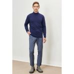 ALTINYILDIZ CLASSICS-Erkek Lacivert Standart Fit Normal Kesim Yarım Balıkçı Yaka Triko Kazak
