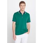 Altınyıldız Classics Erkek Lacivert-Yeşil Regular Fit Geniş Kesim Polo Yaka %100 Pamuk Tişört - Lacivert - Yeşil