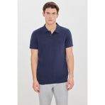 ALTINYILDIZ CLASSICS Erkek Lacivert Yumuşak Dokulu Slim Fit Dar Kesim Polo Yaka Tişört