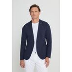 ALTINYILDIZ CLASSICS Erkek Lacivert Yünlü Slim Fit Dar Kesim Mono Yaka Torba Cepli Blazer Ceket