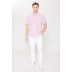 Altınyıldız Classics Erkek Lila Slim Fit Dar Kesim Gizli Düğme Yaka Kısa Kollu Gömlek