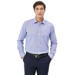 ALTINYILDIZ CLASSICS Erkek Mavı-beyaz Slim Fit Dar Kesim Klasik Yaka Armürlü Gömlek