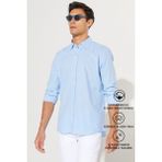 Altınyıldız Classics Erkek Mavi Kolay Ütülenebilen %100 Pamuk Nefes Alabilen Terletmez Slim Fit Gömlek