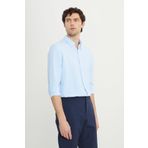 ALTINYILDIZ CLASSICS Erkek Mavi Slim Fit Dar Kesim Düğmeli Yaka Armürlü Gofre Desenli Gömlek
