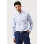 ALTINYILDIZ CLASSICS Erkek Mavi Slim Fit Dar Kesim Klasik Yaka %100 Pamuk Desenli Non-ıron Gömlek
