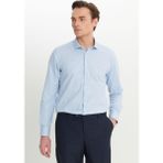 ALTINYILDIZ CLASSICS Erkek Mavi Slim Fit Dar Kesim Küçük İtalyan Yaka Armürlü Gömlek