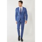 ALTINYILDIZ CLASSICS Erkek Mavi Slim Fit Dar Kesim Mono Yaka Desenli Mavi Klasik Takım Elbise - 6 Drop - 46