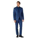 ALTINYILDIZ CLASSICS, Erkek Mavi Slim Fit Dar Kesim Mono Yaka Kareli Klasik Yünlü Takım Elbise, Mavi, 46-6 Drop