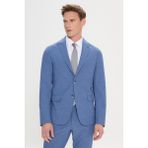 Altınyıldız Classics Erkek Mavi Slim Fit Kırlangıç Yaka Gofre Desenli Takım Elbise - 6 Drop - 50
