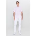 Altınyıldız Classics Erkek Pembe Slim Fit Dar Kesim Gizli Düğmeli Yaka %100 Pamuk Gofre Desenli Kısa Kollu Gömlek - XL