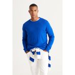 ALTINYILDIZ CLASSICS Erkek Saks Mavi Standart Fit Normal Kesim Bisiklet Yaka Triko Kazak - XL