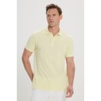 ALTINYILDIZ CLASSICS Erkek Sarı Slim Fit Dar Kesim Polo Yaka %100 Pamuk Kısa Kollu Tişört
