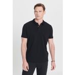ALTINYILDIZ CLASSICS Erkek Siyah %100 Pamuk Kıvrılmaz Pike Polo Yaka Slim Fit Dar Kesim Tişört