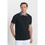 ALTINYILDIZ CLASSICS Erkek Siyah %100 Pamuk Kıvrılmaz Polo Yaka Slim Fit Dar Kesim Tişört - XL