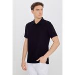 Altınyıldız Classics Erkek Siyah %100 Pamuk Trend Mevsimlik Fitilli Tişört Slim Fit Polo Yaka