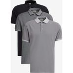Altınyıldız Classics Erkek Siyah-Açık Siyah-Gri 3'lü Çekmeyen Pamuklu Slim Fit Dar Kesim Kıvrılmaz Polo Yaka Tişört - Siyah - Gri - 3XL