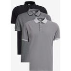 Altınyıldız Classics Erkek Siyah-Açık Siyah-Gri 3'lü Çekmeyen Pamuklu Slim Fit Dar Kesim Kıvrılmaz Polo Yaka Tişört - Siyah - Gri - XL