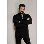 Altınyıldız Classics Erkek Siyah Anti-pilling Tüylenme Yapmayan Standart Fit Dik Yaka Soğuk Geçirmez Polar Sweatshirt