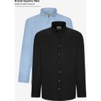 Altınyıldız Classics Erkek Siyah-Beyaz 2'li Pamuklu Oxford Kolay Ütülenebilir Slim Fit Dar Kesim Gömlek Paketi - Mavi - Siyah