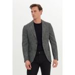 Altınyıldız Classics Erkek Siyah-Beyaz Slim Fit Dar Kesim Kırlangıç Yaka Desenli Blazer Ceket - Siyah - Beyaz - 48-6N