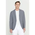 Altınyıldız Classics Erkek Siyah-Beyaz Slim Fit Dar Kesim Mono Yaka Desenli Blazer Ceket - Siyah - Beyaz - 46-6N