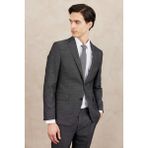 ALTINYILDIZ CLASSICS Erkek Siyah-Beyaz Slim Fit Dar Kesim Mono Yaka Desenli Takım Elbise - 46 - 6 Drop - Siyah - Beyaz