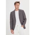 ALTINYILDIZ CLASSICS Erkek Siyah-Bordo Slim Fit Dar Kesim Mono Yaka Desenli Blazer Ceket