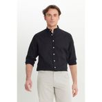 ALTINYILDIZ CLASSICS Erkek Siyah Comfort Fit Rahat Kesim Hakim Yaka Gömlek