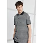 ALTINYILDIZ CLASSICS Erkek Siyah Comfort Fit Rahat Kesim Polo Yaka Jakarlı Tişört