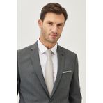 ALTINYILDIZ CLASSICS Erkek Siyah-Gri Slim Fit Dar Kesim Desenli Takım Elbise - 46 - 6 Drop - Siyah - Gri