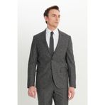 ALTINYILDIZ CLASSICS Erkek Siyah-Gri Slim Fit Mono Yaka Kapak Cepli Tweet Desenli Esnek Takım Elbise