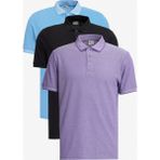 Altınyıldız Classics Erkek Siyah-mavi-mor Beyaz 3'lü Çekmeyen Pamuklu Slim Fit Kıvrılmaz Polo Yaka Basic Tişört - Siyah - Mavi - Mor