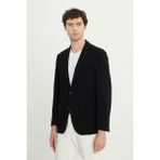 Altınyıldız Classics Erkek Siyah Pamuklu Slim Fit Dar Kesim Armürlü Esnek Torba Cepli Blazer Ceket - 48-6N