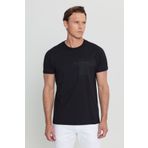 ALTINYILDIZ CLASSICS Erkek Siyah Pamuklu Slim Fit Dar Kesim Baskılı Bisiklet Yaka Esnek Tişört