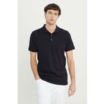 ALTINYILDIZ CLASSICS Erkek Siyah Pamuklu Slim Fit Dar Kesim Polo Yaka Jakarlı Esnek Tişört