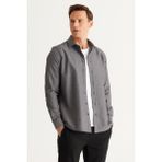ALTINYILDIZ CLASSICS Erkek Siyah Slim Fit Dar Kesim Klasik Yaka Armürlü Pamuklu Gömlek
