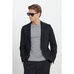 Altınyıldız Classics Erkek Siyah Slim Fit Dar Kesim Mono Yaka Beli Bağlamalı Diagonal Desenli Torba Cepli Takım Elbise - 6 Drop - 54