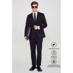 Altınyıldız Classics Erkek Siyah Slim Fit Dar Kesim Mono Yaka Beli Bağlamalı Kapak Cepli Esnek Takım Elbise - 6 Drop - 52